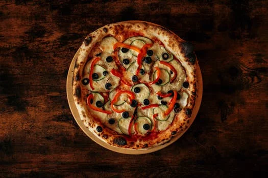 vegetarian pizza with colorful vegetables