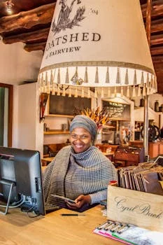 restaurant manager greeting customers